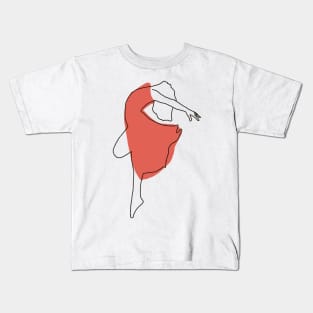 Ballerina dancer minimalist line art Kids T-Shirt